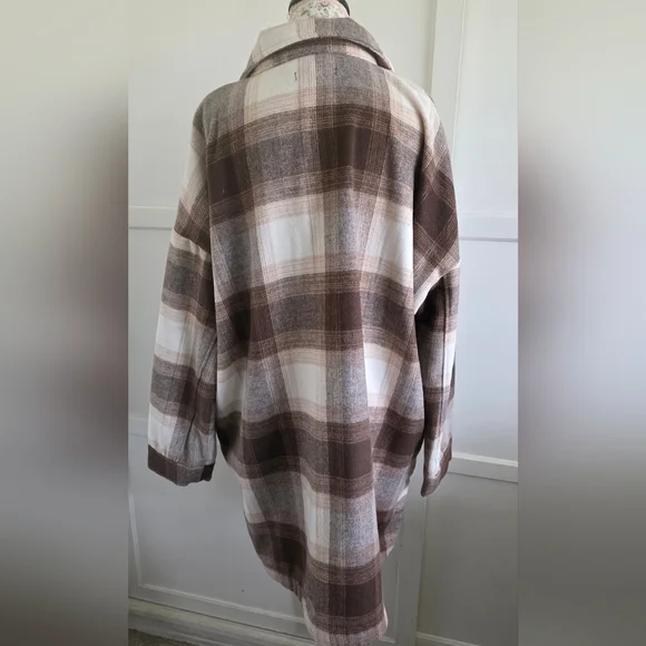 Banana Republic Brown and Cream Plaid Utility Jacket Size XXL - Picture 7 of 8